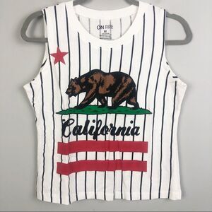 ON FIRE | Striped California Bear Graphic Tank M
